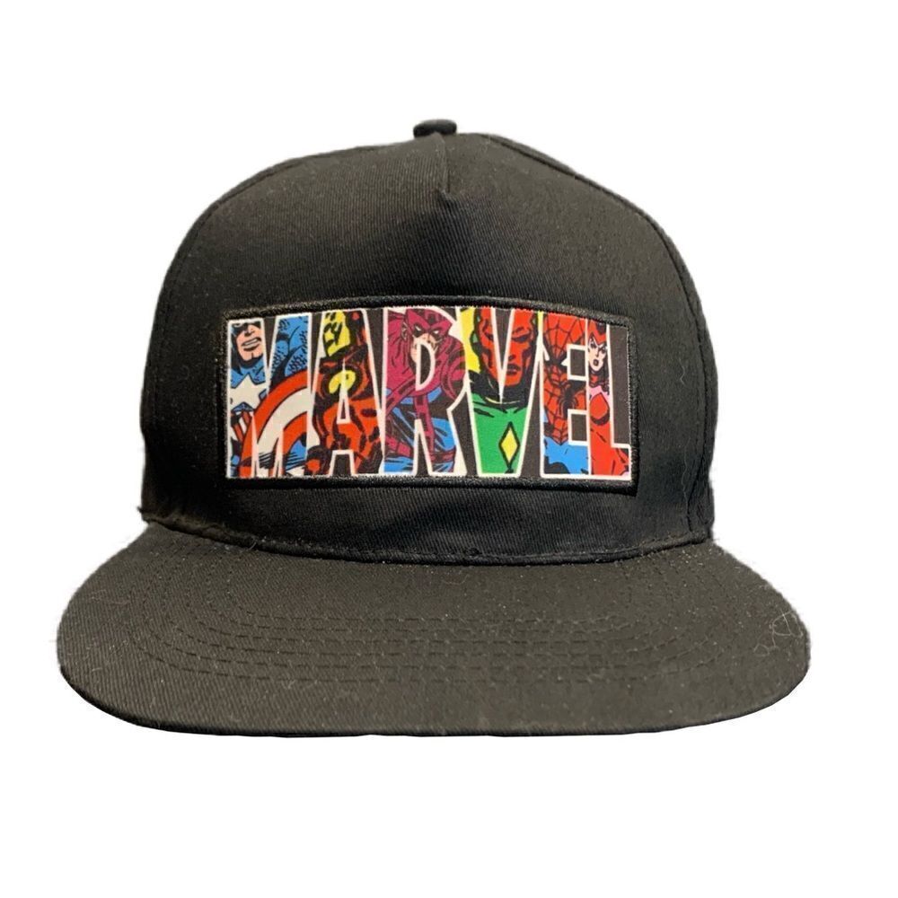 Marvel logo classic snapback flat brim hat